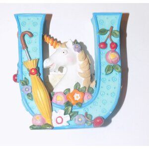 Vintage Mary Engelbreit Alphabet Letter Initial "U" Unicorn Umbrella 1999